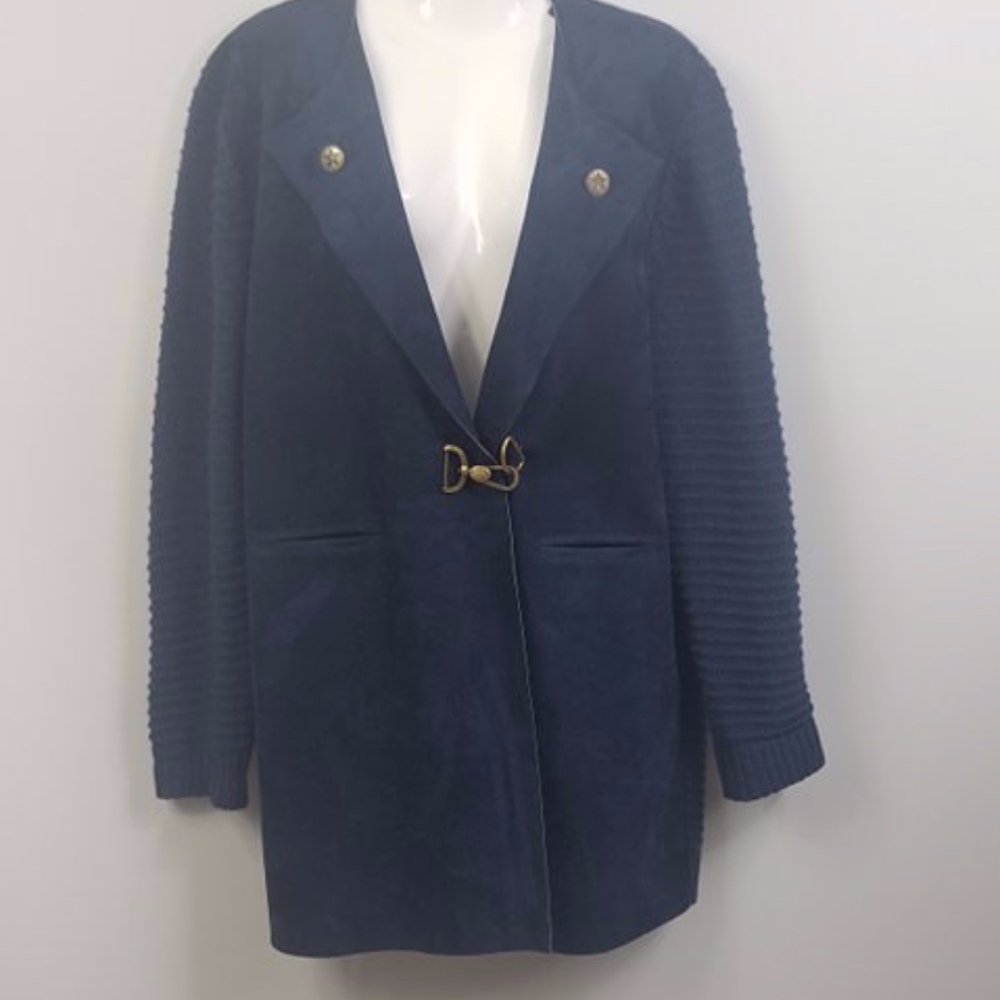 Simply couture faux suede blue cardigan lock L/XL